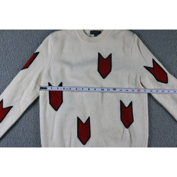 Rag & Bone Sweater Womens Xs Ivory Jackson Arrow Print Wool Crew Neck Pullover - Picture 6 of 6